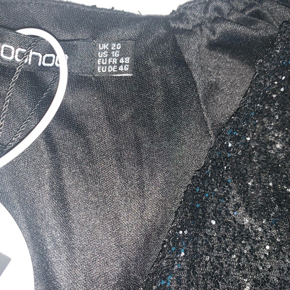 Black glitter sparkle long sleeve dress with rouged front. Brand new! - Picture 2 of 3